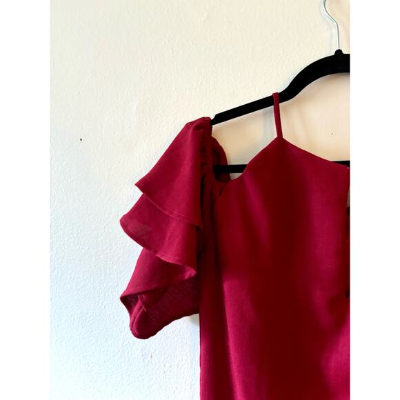 Cooperative Red Burgundy Cold Shoulder Dress Size Medium - Picture 8 of 8